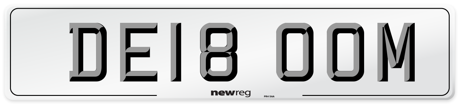 DE18 OOM Number Plate from New Reg